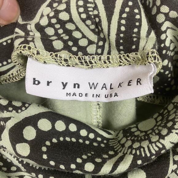 Bryn Walker Green&Brown Leaf Print Cowl Neck Dolman Sleeve Poncho Blouse Sz.L - Picture 5 of 11